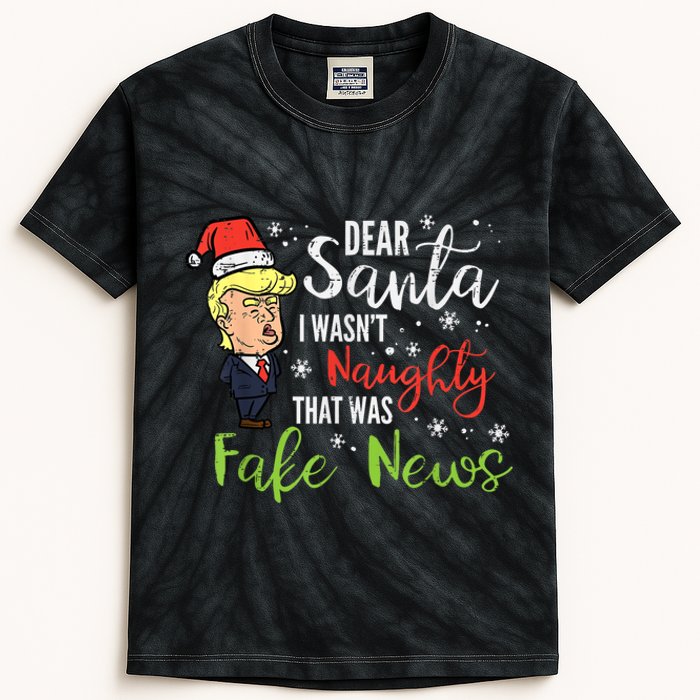 Christmas Trump Dear Santa Fake News Funny Xmas Kids Tie-Dye T-Shirt