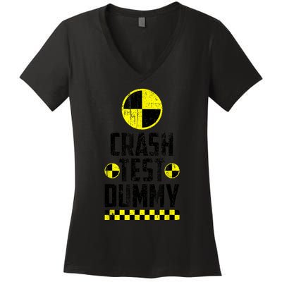 Crash Test Dummy Last Minute Costume Funny Halloween Women's V-Neck T-Shirt