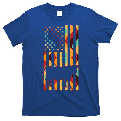 Cow Tie Dye American Flag Cow Farm Farming Gift T-Shirt