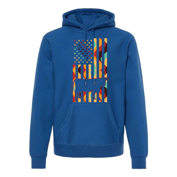 Cow Tie Dye American Flag Cow Farm Farming Gift Premium Hoodie