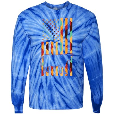 Cow Tie Dye American Flag Cow Farm Farming Gift Tie-Dye Long Sleeve Shirt