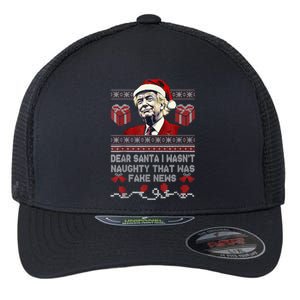 Christmas Trump Dear Santa Fake News Funny Xmas Flexfit Unipanel Trucker Cap