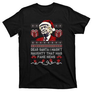 Christmas Trump Dear Santa Fake News Funny Xmas T-Shirt