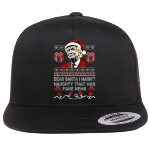 Christmas Trump Dear Santa Fake News Funny Xmas Flat Bill Trucker Hat