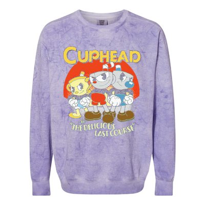 Cuphead The Delicious Last Course Group Poster Colorblast Crewneck Sweatshirt