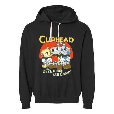 Cuphead The Delicious Last Course Group Poster Garment-Dyed Fleece Hoodie