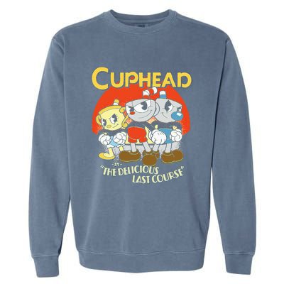 Cuphead The Delicious Last Course Group Poster Garment-Dyed Sweatshirt