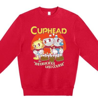 Cuphead The Delicious Last Course Group Poster Premium Crewneck Sweatshirt