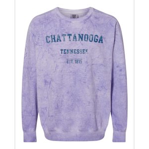 Chattanooga Tennessee Distressed Text Sport Style Colorblast Crewneck Sweatshirt