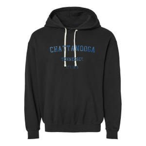 Chattanooga Tennessee Distressed Text Sport Style Garment-Dyed Fleece Hoodie