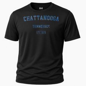 Chattanooga Tennessee Distressed Text Sport Style Cooling Performance Crew T-Shirt