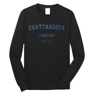 Chattanooga Tennessee Distressed Text Sport Style Long Sleeve Shirt