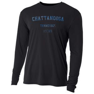 Chattanooga Tennessee Distressed Text Sport Style Cooling Performance Long Sleeve Crew