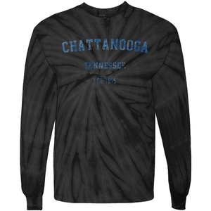 Chattanooga Tennessee Distressed Text Sport Style Tie-Dye Long Sleeve Shirt