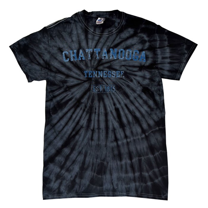 Chattanooga Tennessee Distressed Text Sport Style Tie-Dye T-Shirt