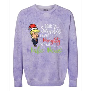 Christmas Trump Dear Santa Fake News Funny Xmas Colorblast Crewneck Sweatshirt