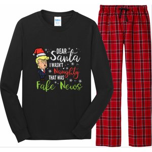 Christmas Trump Dear Santa Fake News Funny Xmas Long Sleeve Pajama Set