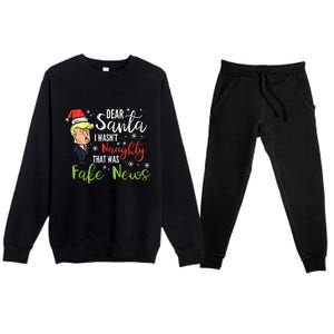 Christmas Trump Dear Santa Fake News Funny Xmas Premium Crewneck Sweatsuit Set