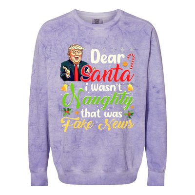 Christmas Trump Dear Santa Fake News Colorblast Crewneck Sweatshirt