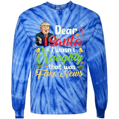 Christmas Trump Dear Santa Fake News Tie-Dye Long Sleeve Shirt