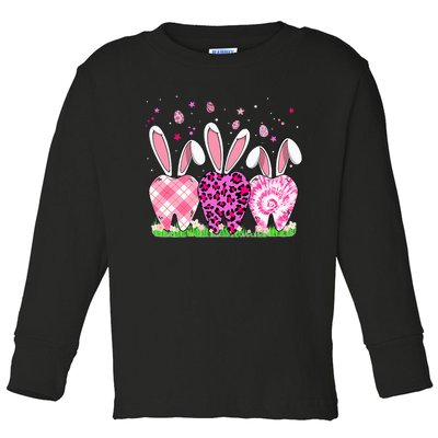 Cute Tooth Dental Squad Dental Assistant Easter Day Toddler Long Sleeve Shirt