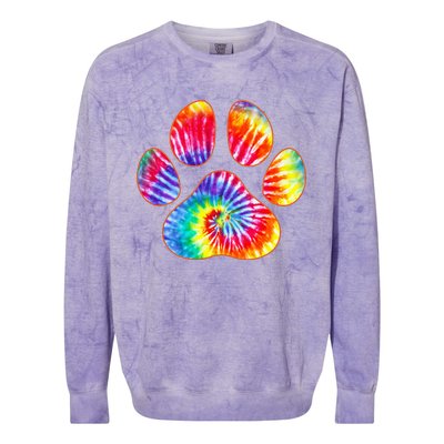 Cute Tie Dye Paw Print Pet Owner Paw Print Tie Dye Dog Lover Colorblast Crewneck Sweatshirt