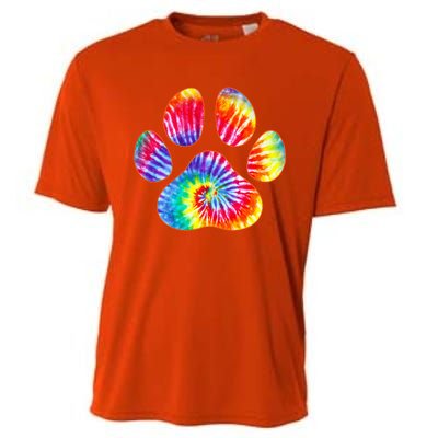 Cute Tie Dye Paw Print Pet Owner Paw Print Tie Dye Dog Lover Cooling Performance Crew T-Shirt