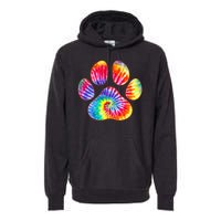 Cute Tie Dye Paw Print Pet Owner Paw Print Tie Dye Dog Lover Premium Hoodie