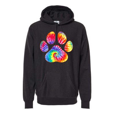 Cute Tie Dye Paw Print Pet Owner Paw Print Tie Dye Dog Lover Premium Hoodie