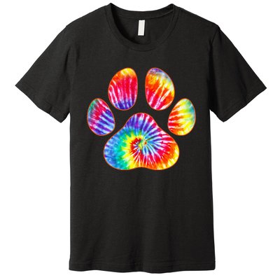 Cute Tie Dye Paw Print Pet Owner Paw Print Tie Dye Dog Lover Premium T-Shirt