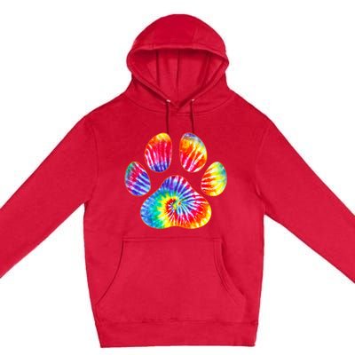 Cute Tie Dye Paw Print Pet Owner Paw Print Tie Dye Dog Lover Premium Pullover Hoodie