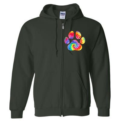 Cute Tie Dye Paw Print Pet Owner Paw Print Tie Dye Dog Lover Full Zip Hoodie