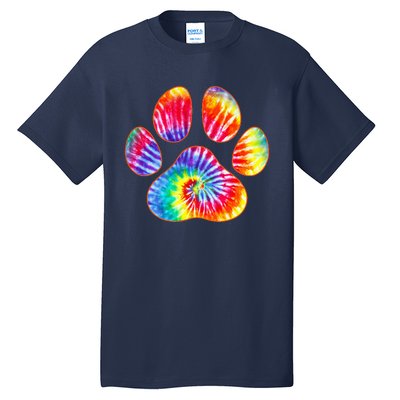 Cute Tie Dye Paw Print Pet Owner Paw Print Tie Dye Dog Lover Tall T-Shirt