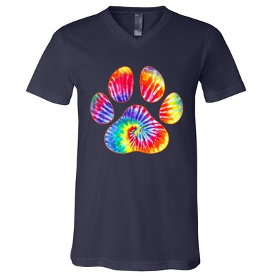 Cute Tie Dye Paw Print Pet Owner Paw Print Tie Dye Dog Lover V-Neck T-Shirt