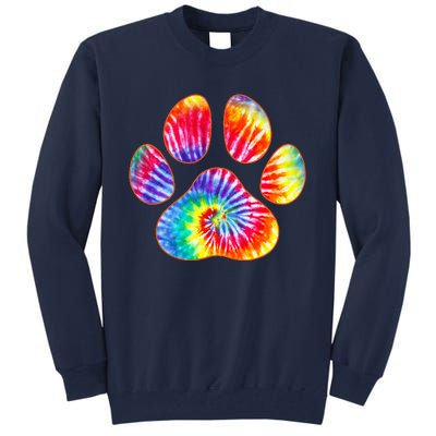 Cute Tie Dye Paw Print Pet Owner Paw Print Tie Dye Dog Lover Tall Sweatshirt