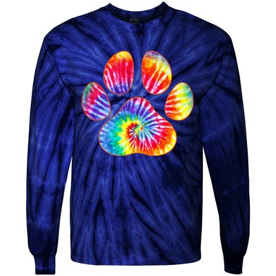 Cute Tie Dye Paw Print Pet Owner Paw Print Tie Dye Dog Lover Tie-Dye Long Sleeve Shirt