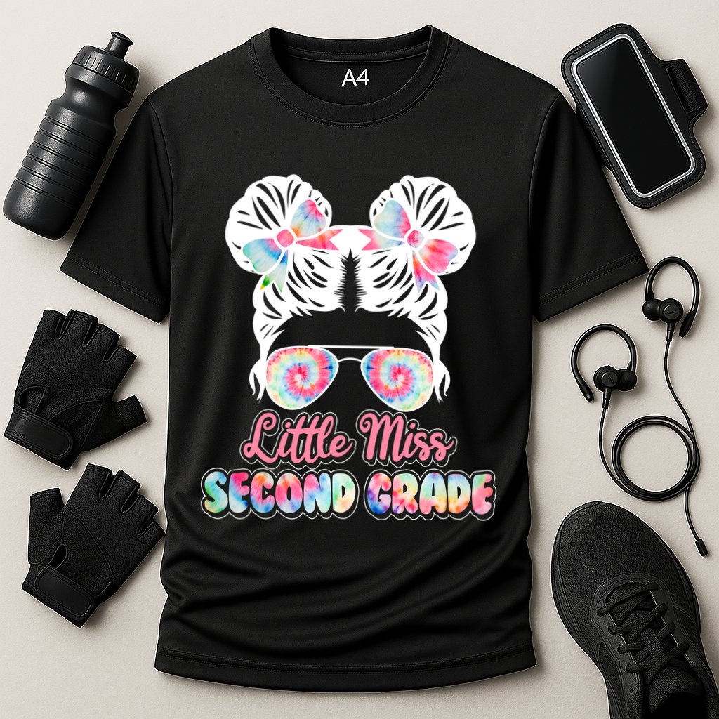 Cute Tie Dye Little Miss Second Grade Cooling Performance Crew T-Shirt