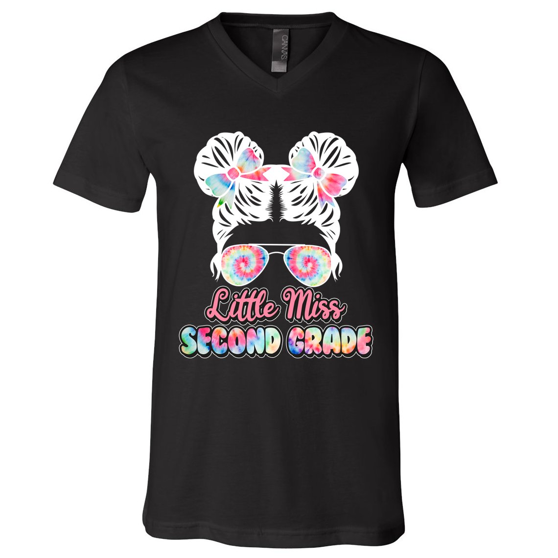 Cute Tie Dye Little Miss Second Grade V-Neck T-Shirt