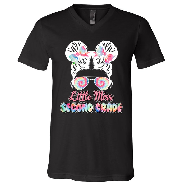 Cute Tie Dye Little Miss Second Grade V-Neck T-Shirt