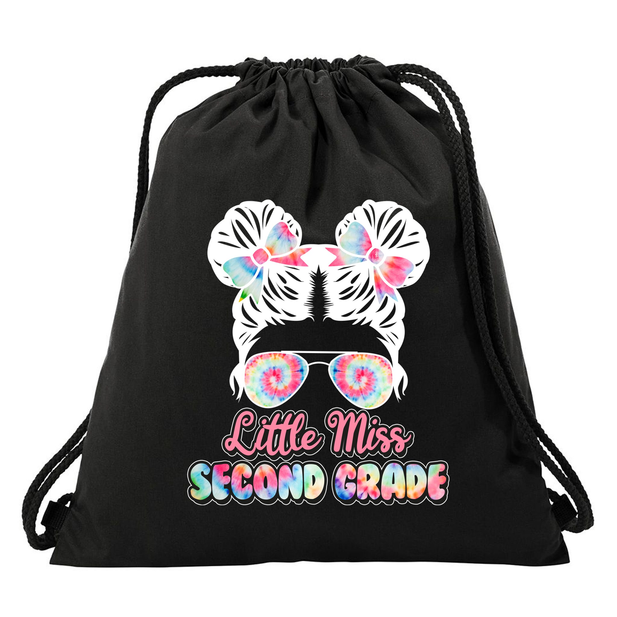 Cute Tie Dye Little Miss Second Grade Drawstring Bag