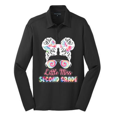 Cute Tie Dye Little Miss Second Grade Silk Touch Performance Long Sleeve Polo