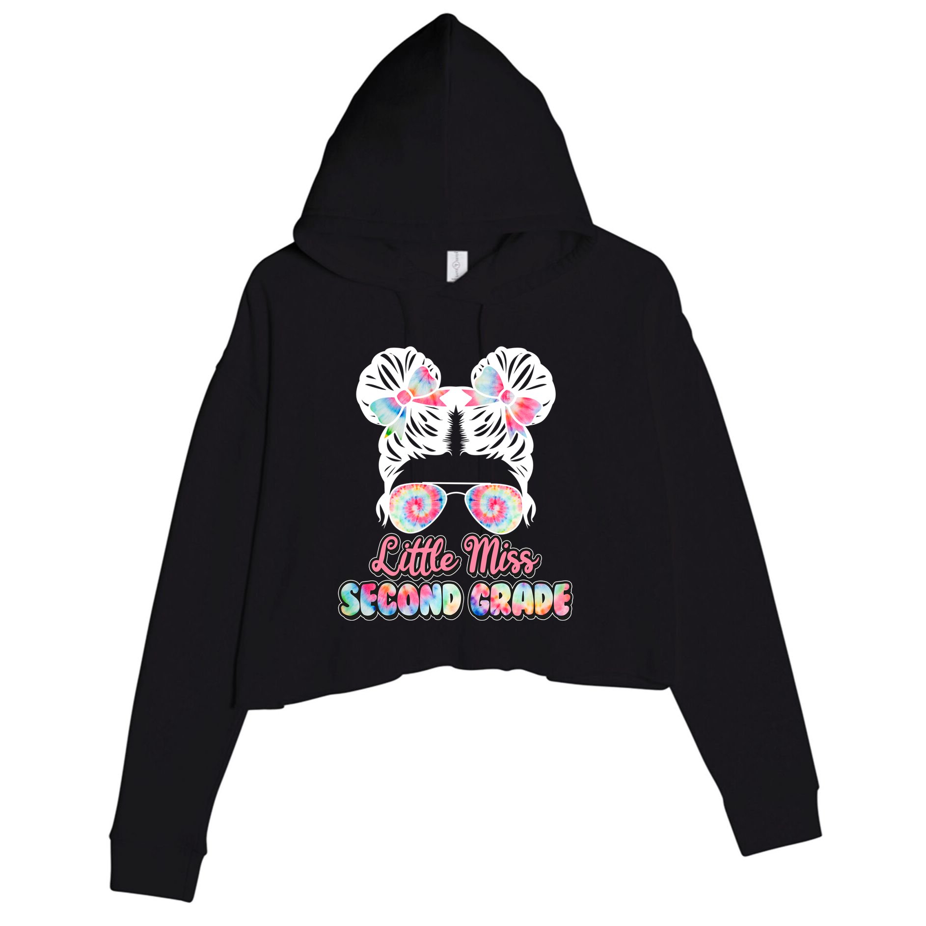 Cute Tie Dye Little Miss Second Grade Crop Fleece Hoodie