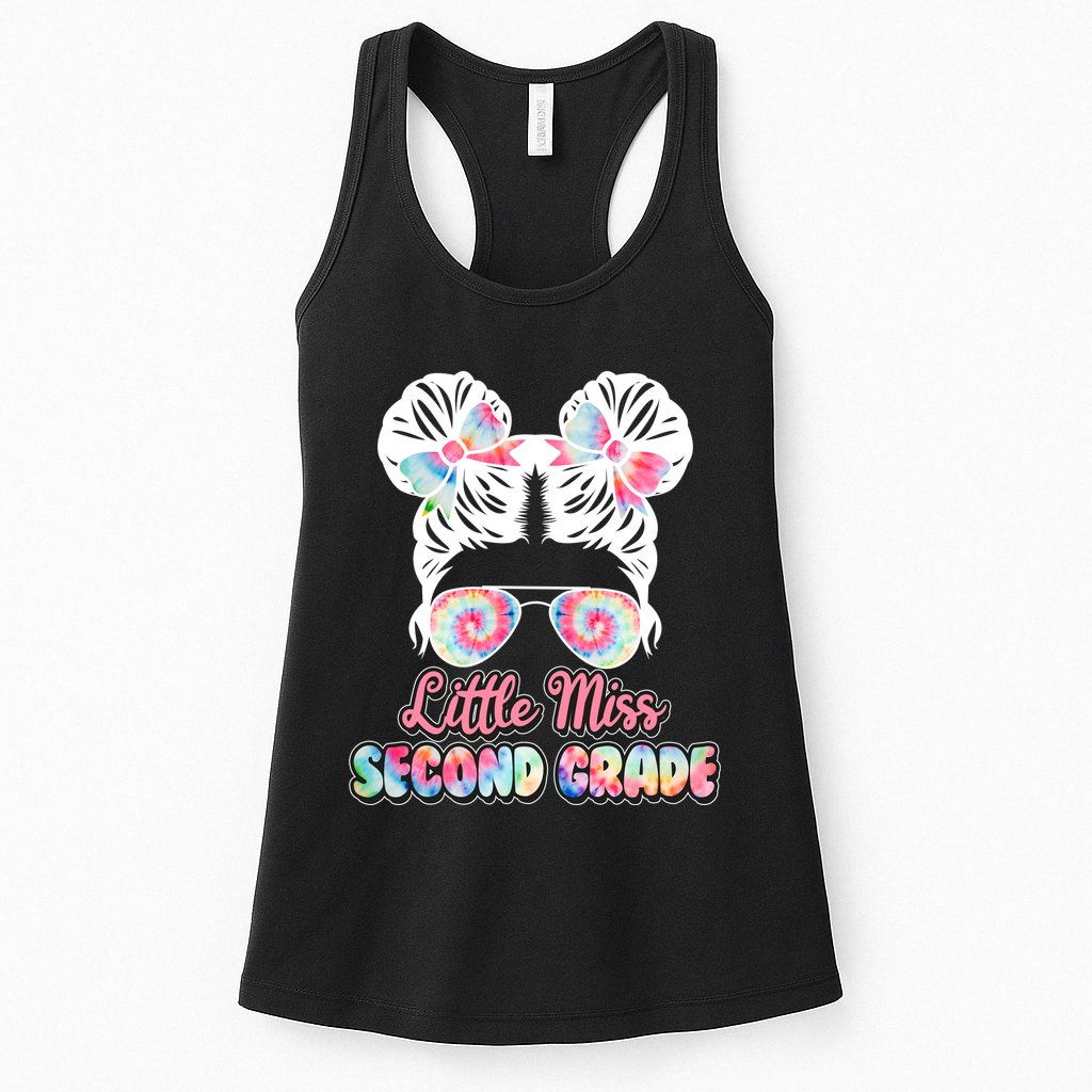 Cute Tie Dye Little Miss Second Grade Womens Tank Top