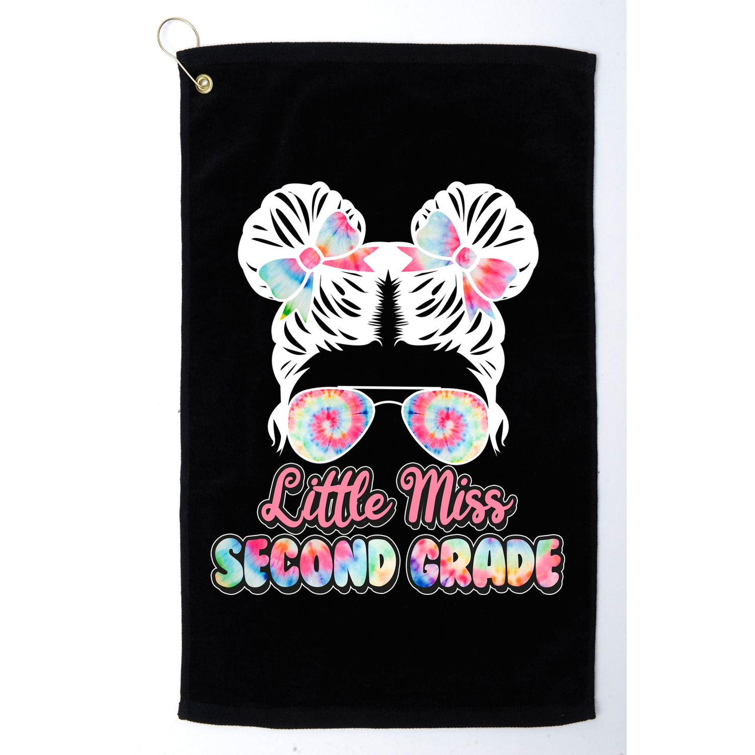Cute Tie Dye Little Miss Second Grade Golf Towel