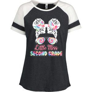 Cute Tie Dye Little Miss Second Grade Enza Ladies Jersey Colorblock Tee