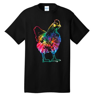 Chicken Tie Dye Hippie Poultry Farmer Farm Vintage Gift Tall T-Shirt