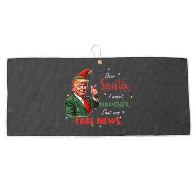 Christmas Trump Dear Santa Fake News Funny Xmas Trump 47 Large Microfiber Waffle Golf Towel