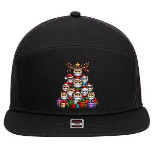 Christmas Tree Exotic Shorthair Shorthaired Persian 7 Panel Mesh Trucker Snapback Hat