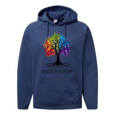 Colorful Tree Each Dot Matters Dot Day Polka Dot Gift Performance Fleece Hoodie