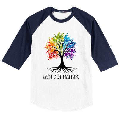 Colorful Tree Each Dot Matters Dot Day Polka Dot Gift Baseball Sleeve Shirt